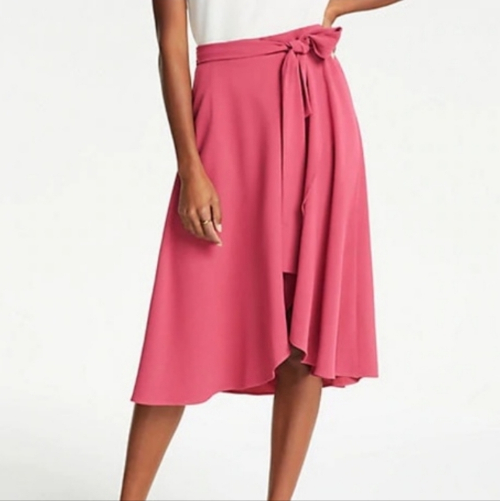 Ann Taylor Petite Tie Waist Wrap Skirt